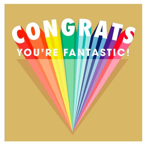 Congrats You''re Fantastic! Gold Greetings Card £2.50